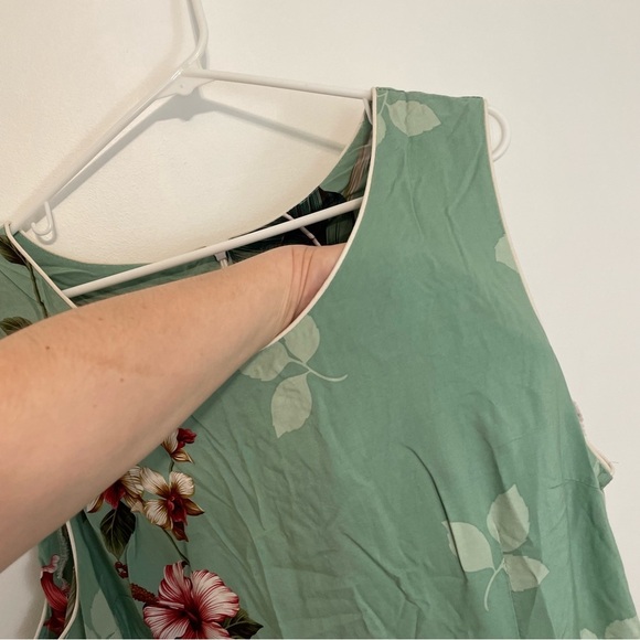 PARADISE BAY Plus Size Floral Bird of Paradise Long Dress Green Hawaiian Maxi - Picture 6 of 16